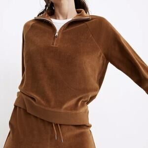 Madewell MWL Velour Half-Zip Sweatshirt Size XS